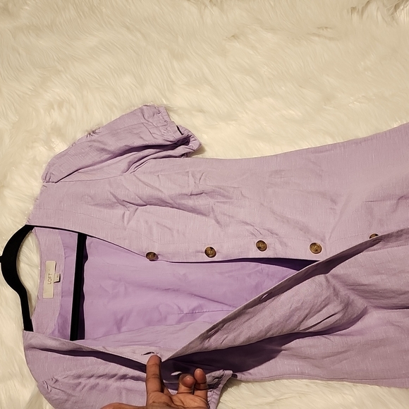 Loft Dress 55% Linen  Lavender  Sz 2 - Picture 8 of 11